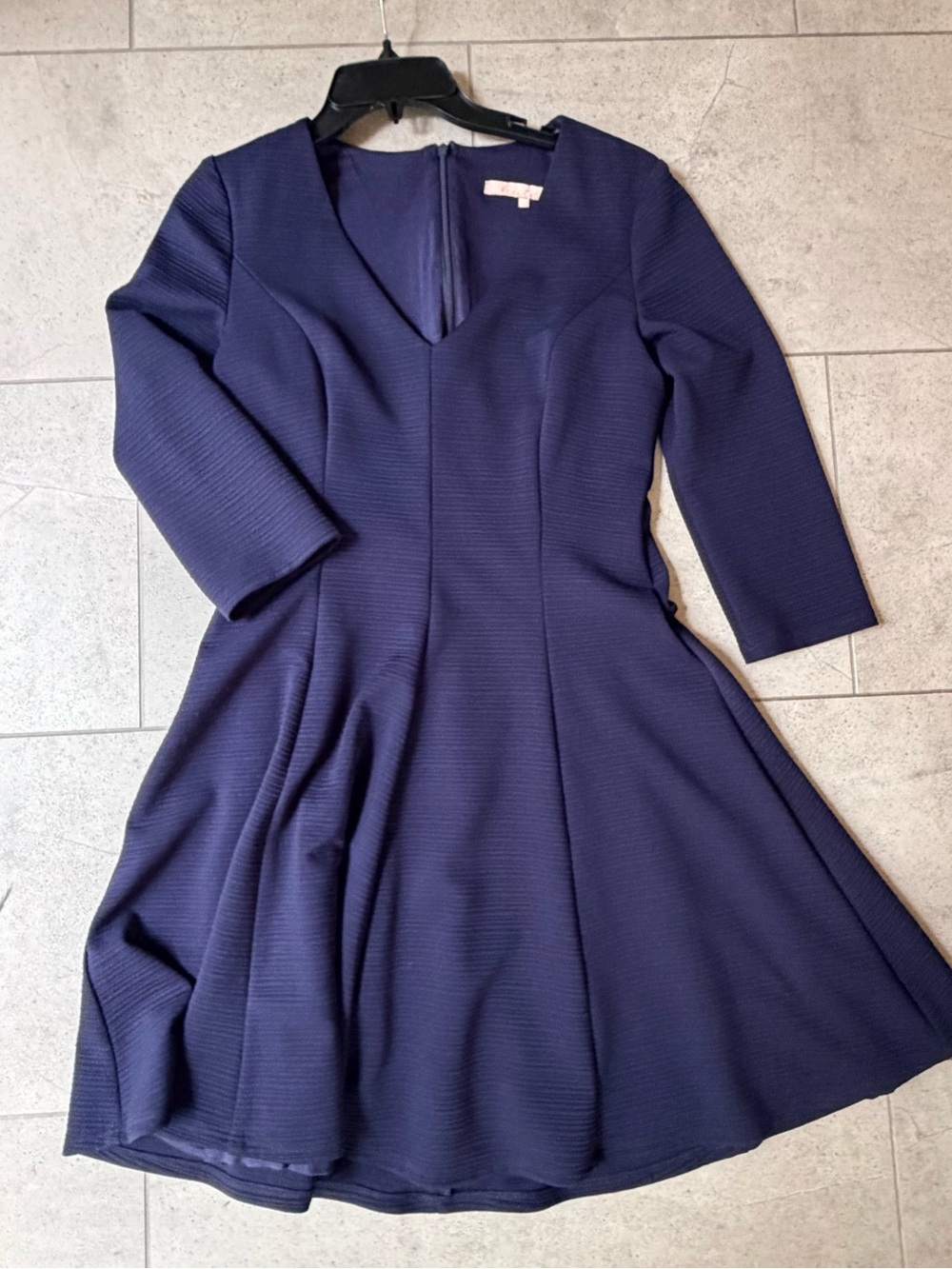 Hutch Navy Fit & Flare V-Neck Mini Dress
